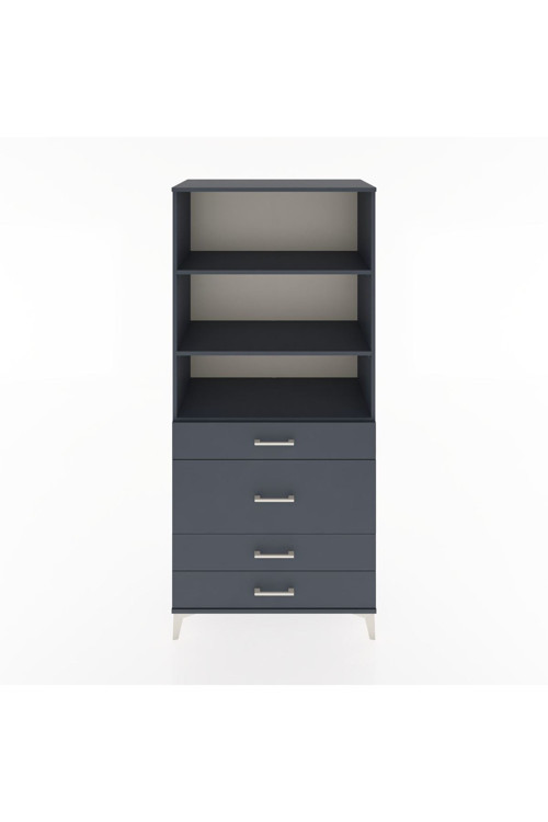 Hyperion Dolap 3 Raflı 4 Çekmeceli 88x44x195 Antrasit-Antrasit