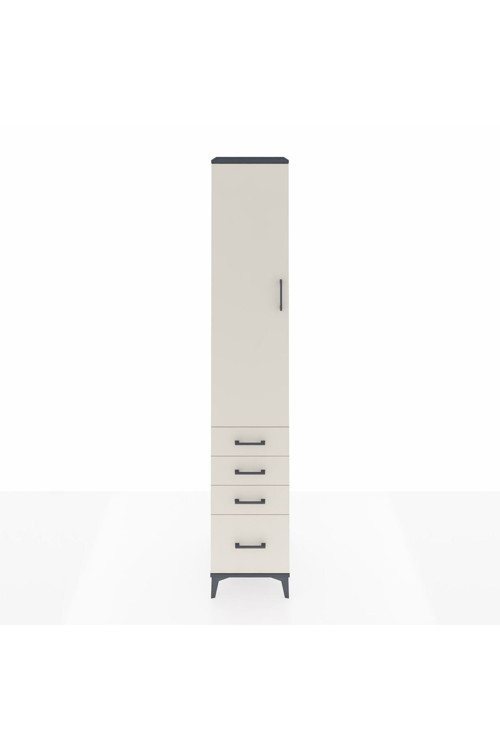 Hyperion Dolap 4 Raflı 4 Çekmeceli Tek Kapaklı 44x44x243 Antrasit-Aytaşı