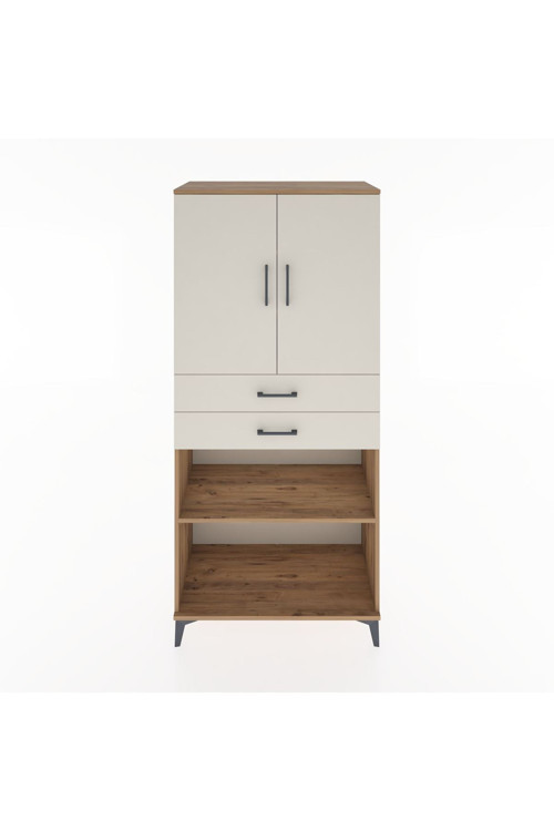 Hyperion Dolap 4 Raflı 2 Çekmeceli 2 Kapaklı 88x44x195 Çam-Aytaşı