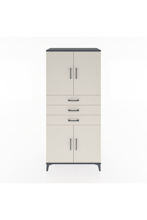 Hyperion Dolap 3 Raflı 3 Çekmeceli 4 Kapaklı 88 x 44 x 195 cm Antrasit - Aytaşı