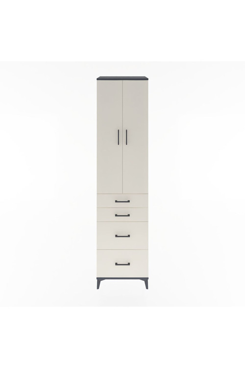 Hyperion Dolap 4 Raflı 4 Çekmeceli 2 Kapaklı 60x44x243 Antrasit-Aytaşı