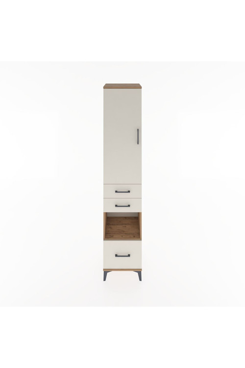 Hyperion Dolap 4 Raflı 3 Çekmeceli Tek Kapaklı 44x44x221 Çam-Aytaşı