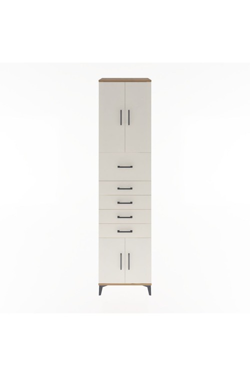 Hyperion Dolap 2 Raflı 5 Çekmeceli 4 Kapaklı 60x44x243 Çam-Aytaşı