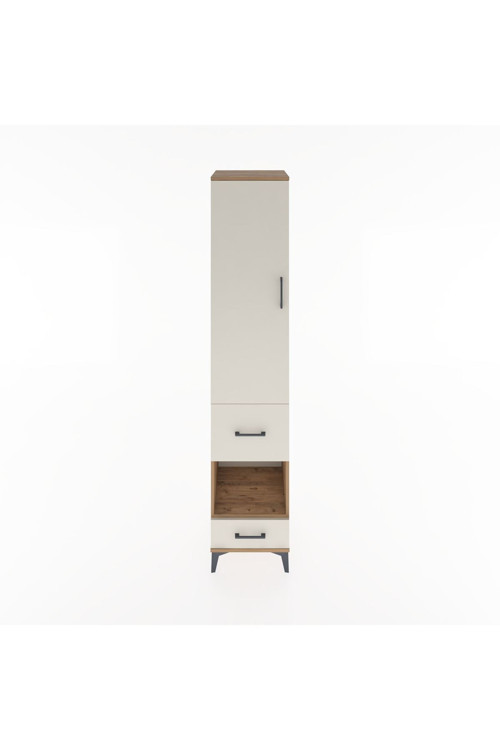 Hyperion Dolap 4 Raflı 2 Çekmeceli Tek Kapaklı 44x44x221 Çam-Aytaşı