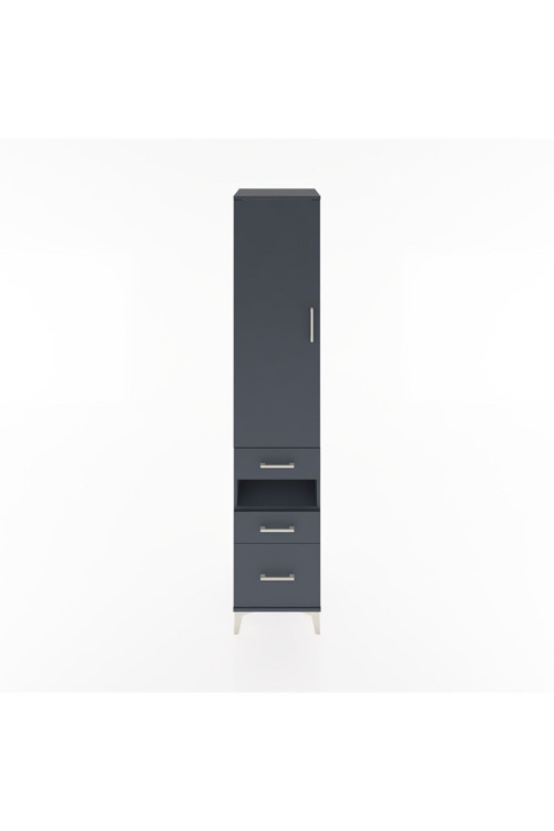 Hyperion Dolap 3 Raflı 3 Çekmeceli Tek Askılı 44x44x221 Antrasit-Antrasit