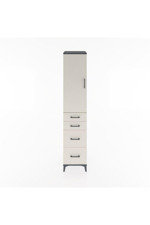 Hyperion Dolap 2 Raflı 4 Çekmeceli Tek Askılı 44x44x221 Antrasit-Aytaşı