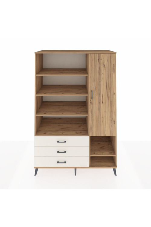 Kronos Dolap 9 Raflı 3 Çekmeceli 1 Kapaklı 132 x 59 x 195 cm Çam - Çam - Aytaşı