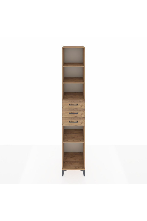 Hyperion Dolap 4 Raflı 3 Çekmeceli 44x44x243 Çam-Çam