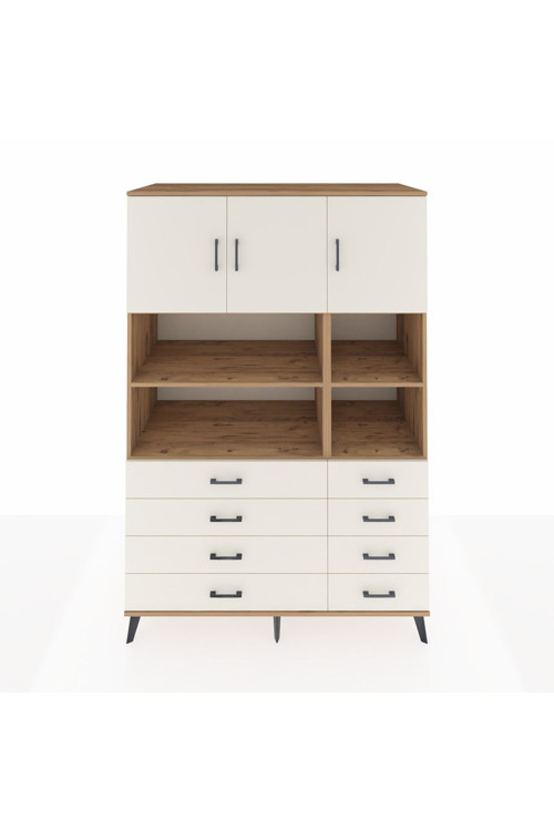 Kronos Dolap 8 Raflı 8 Çekmeceli 3 Kapaklı 132 x 59 x 195 cm Çam - Aytaşı - Aytaşı