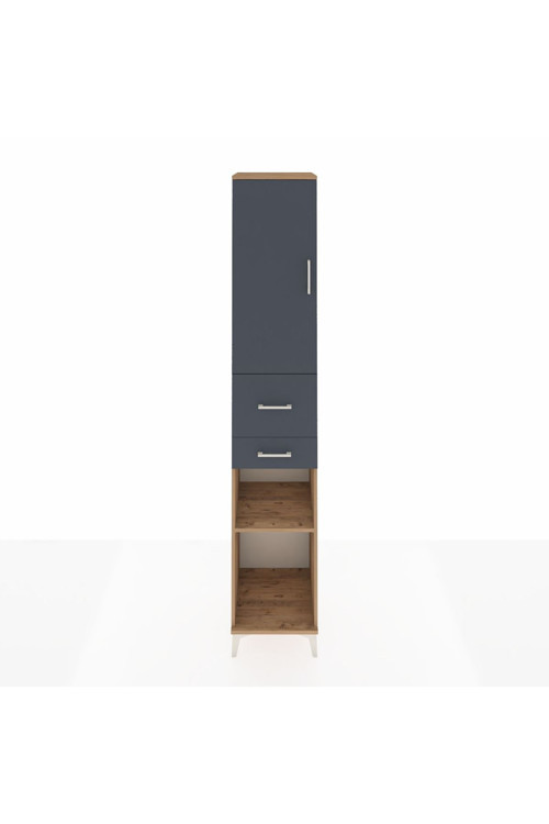 Hyperion Dolap 4 Raflı 2 Çekmeceli Tek Kapaklı 44x44x243 Çam-Antrasit