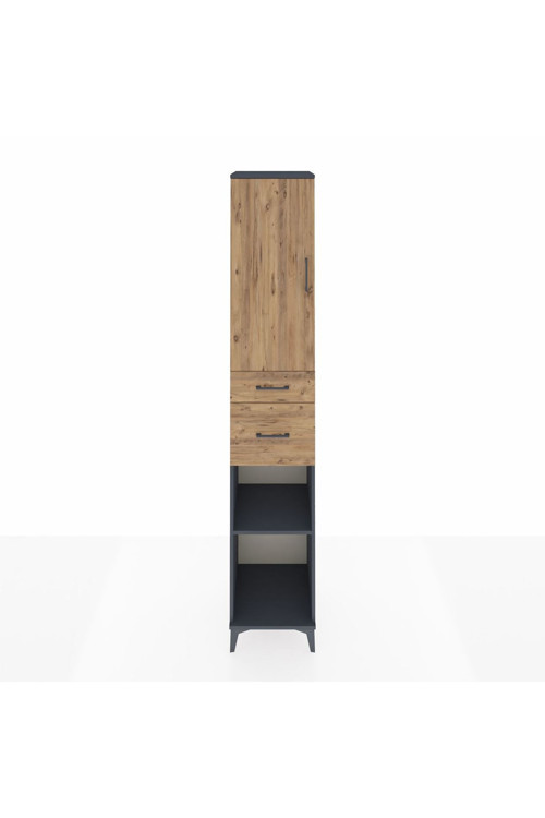 Hyperion Dolap 4 Raflı 2 Çekmeceli Tek Kapaklı 44x44x243 Antrasit-Çam