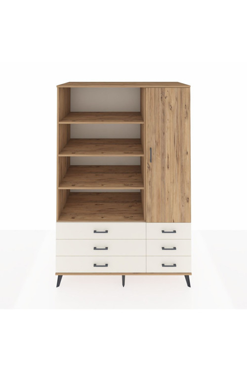 Kronos Dolap 8 Raflı 6 Çekmeceli 1 Kapaklı 132 x 59 x 195 cm Çam - Çam - Aytaşı