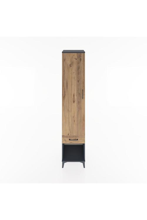 Hyperion Dolap 3 Raflı Tek Çekmeceli Tek Askılı 44x44x221 Antrasit-Çam