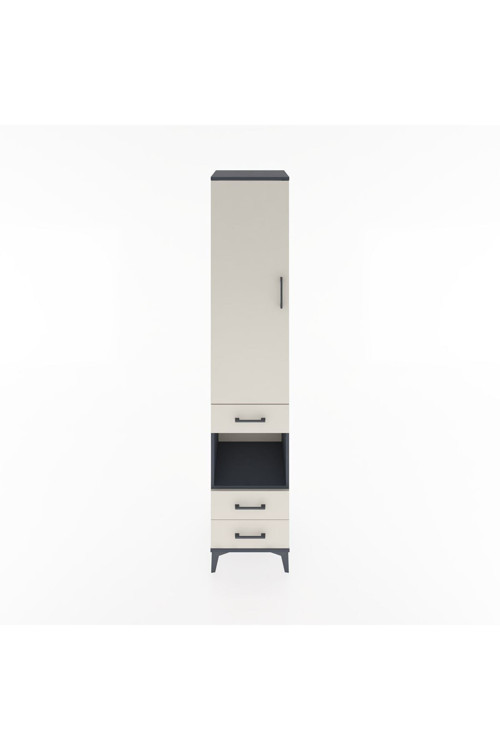 Hyperion Dolap 4 Raflı 3 Çekmeceli Tek Kapaklı 44x44x221 Antrasit-Aytaşı