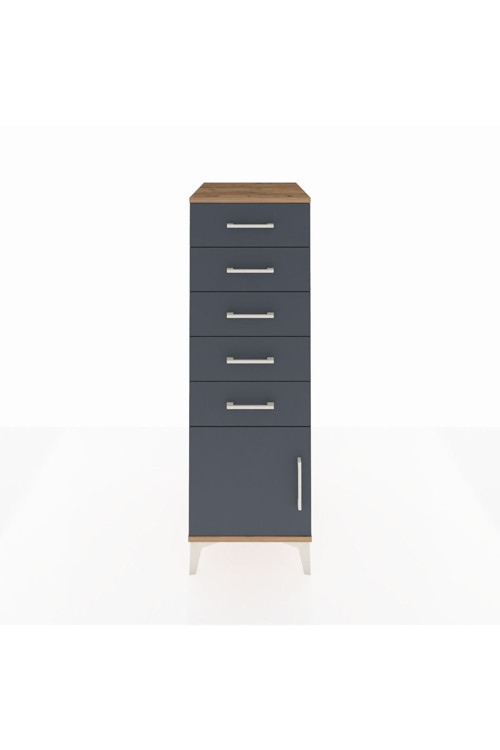 Kronos Dolap 5 Çekmeceli 1 Kapaklı 44 x 59 x 134 cm Çam - Antrasit