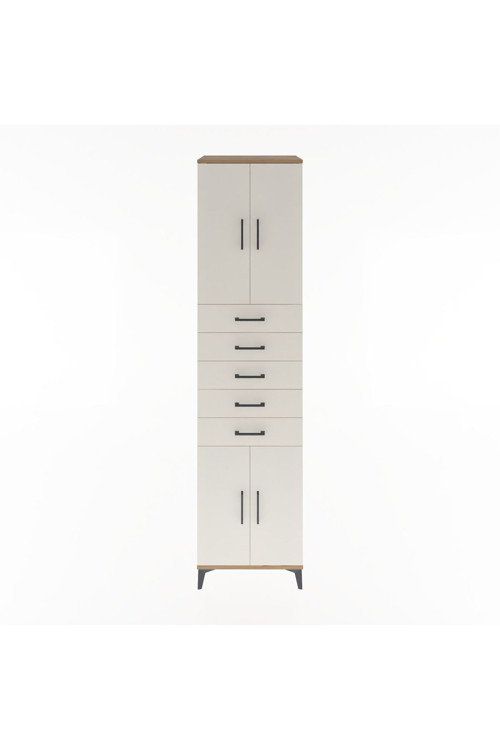Hyperion Dolap 3 Raflı 5 Çekmeceli 4 Kapaklı 60x44x243 Çam-Aytaşı