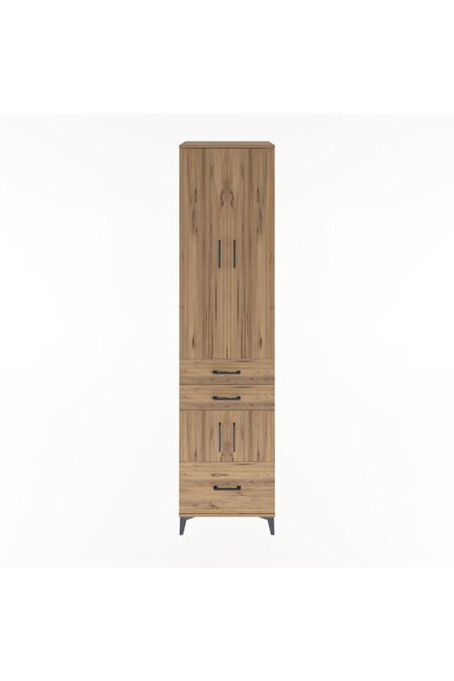 Hyperion Dolap 5 Raflı 3 Çekmeceli 4 Kapaklı 60x44x243 Çam-Çam