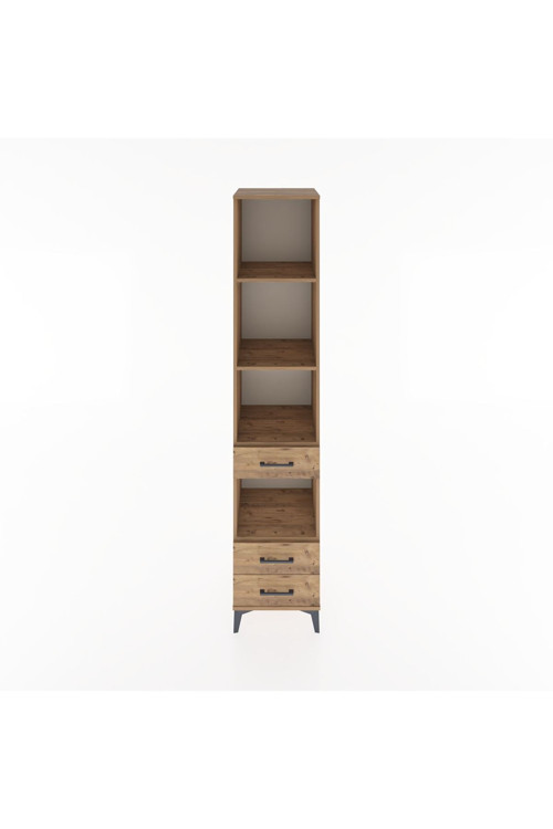 Hyperion Dolap 4 Raflı 3 Çekmeceli 44x44x221 Çam-Çam