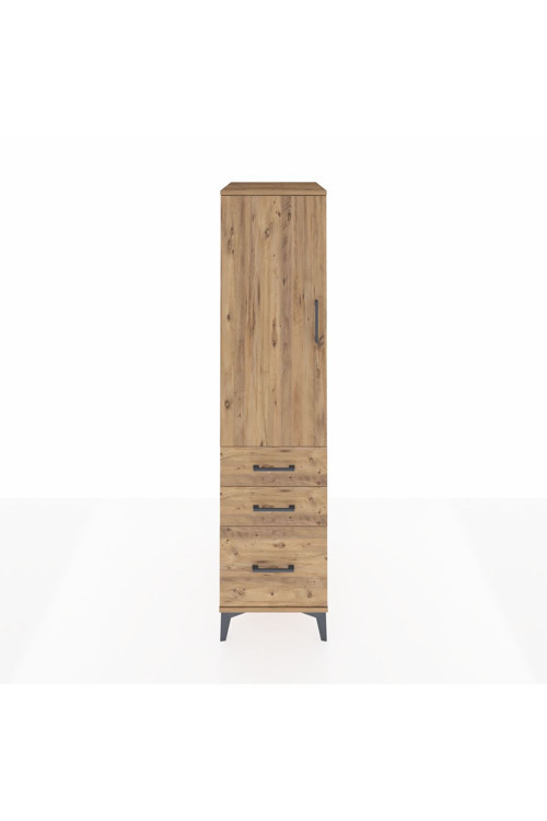 Kronos Dolap 2 Raflı 3 Çekmeceli Tek Kapaklı 44x59x182 Çam-Çam
