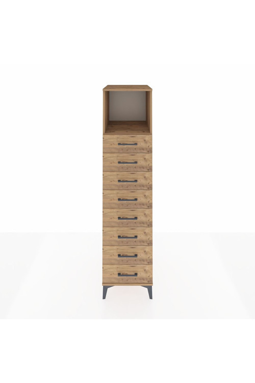 Kronos Dolap 1 Raflı 8 Çekmeceli 44 x 59 x 182 cm Çam - Çam