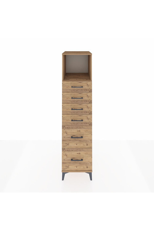 Kronos Dolap 1 Raflı 6 Çekmeceli 44 x 59 x 182 cm Çam - Çam