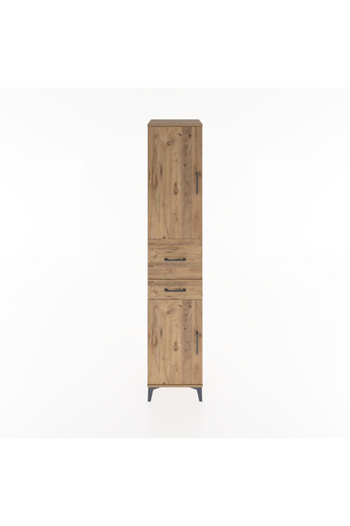 Hyperion Dolap 4 Raflı 2 Çekmeceli 2 Kapaklı 44x44x221 Çam-Çam