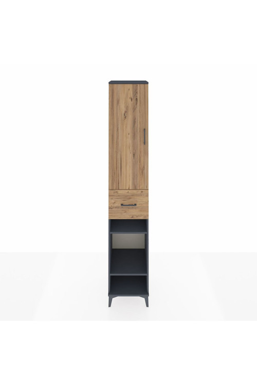 Hyperion Dolap 6 Raflı Tek Çekmeceli Tek Kapaklı 44x44x243 Antrasit-Çam
