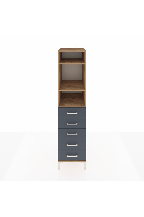 Kronos Dolap 3 Raflı 5 Çekmeceli 44 x 59 x 182 cm Çam - Antrasit