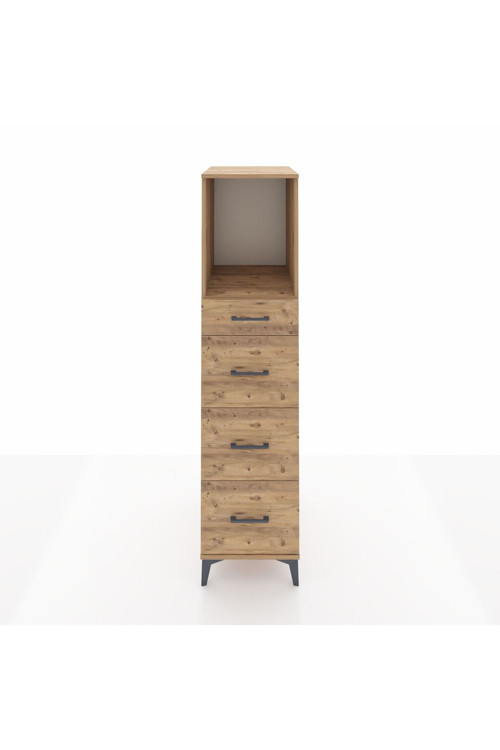 Kronos Dolap 1 Raflı 4 Çekmeceli 44 x 59 x 182 cm Çam - Çam