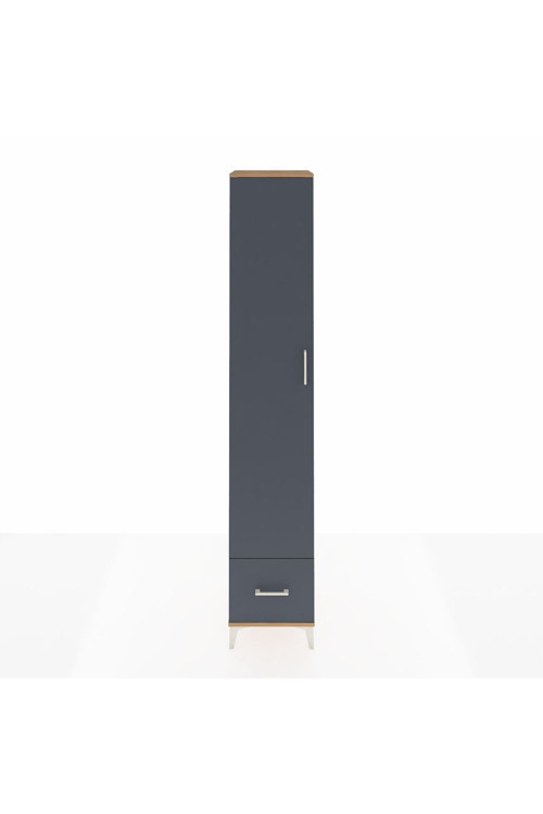 Hyperion Dolap 6 Raflı Tek Çekmeceli Tek Kapaklı 44x44x243 Çam-Antrasit