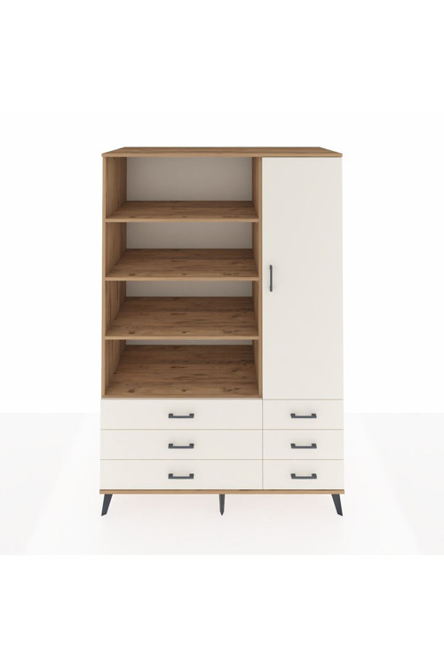 Kronos Dolap 8 Raflı 6 Çekmeceli 1 Kapaklı 132 x 59 x 195 cm Çam - Aytaşı - Aytaşı
