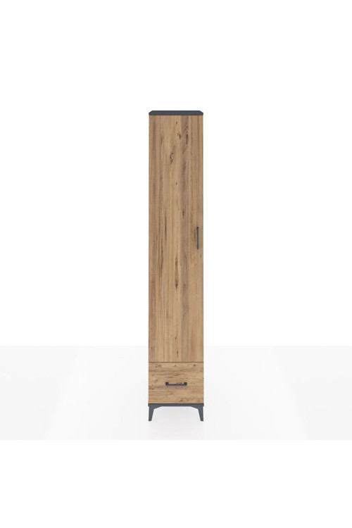 Hyperion Dolap 6 Raflı Tek Çekmeceli Tek Kapaklı 44x44x243 Antrasit-Çam