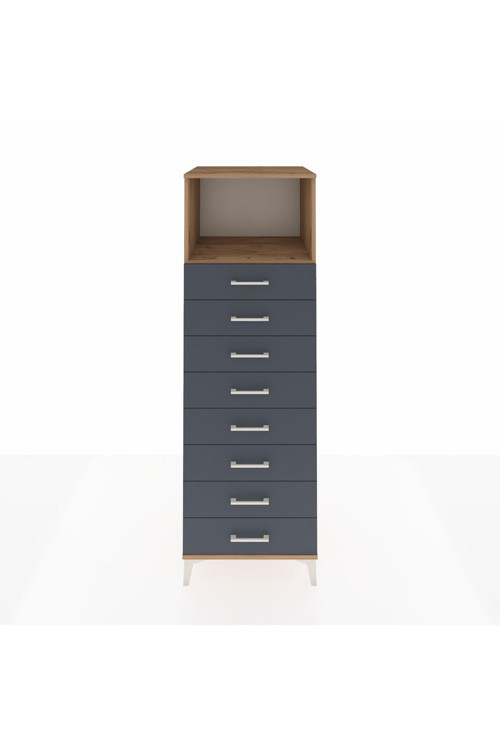 Kronos Dolap 1 Raflı 8 Çekmeceli 60 x 59 x 182 cm Çam - Antrasit