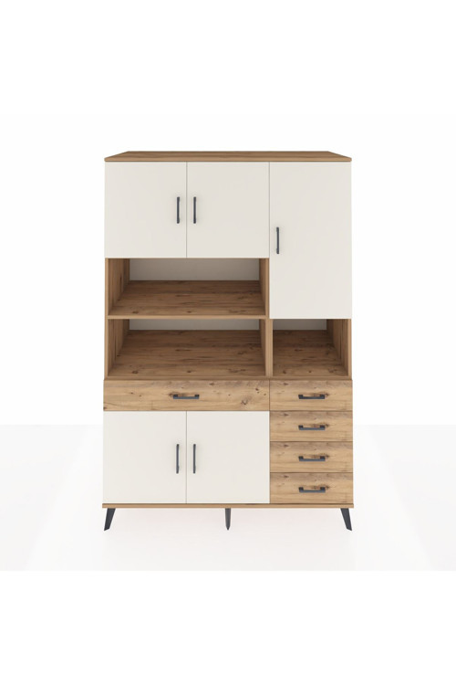 Kronos Dolap 9 Raflı 5 Çekmeceli 5 Kapaklı 132 x 59 x 195 cm Çam - Aytaşı - Çam