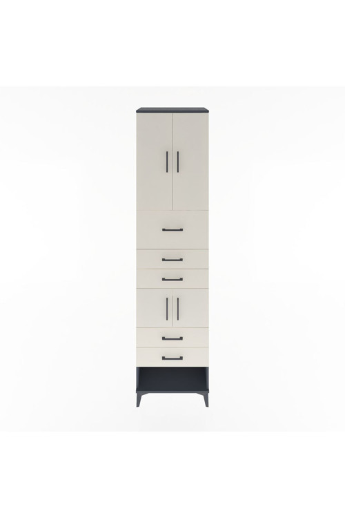 Hyperion Dolap 3 Raflı 5 Çekmeceli 4 Kapaklı 60 x 44 x 243 cm Antrasit - Aytaşı