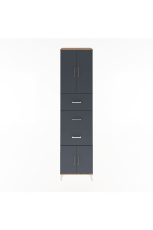 Hyperion Dolap 2 Raflı 3 Çekmeceli 4 Kapaklı 60 x 44 x 243 cm Çam - Antrasit