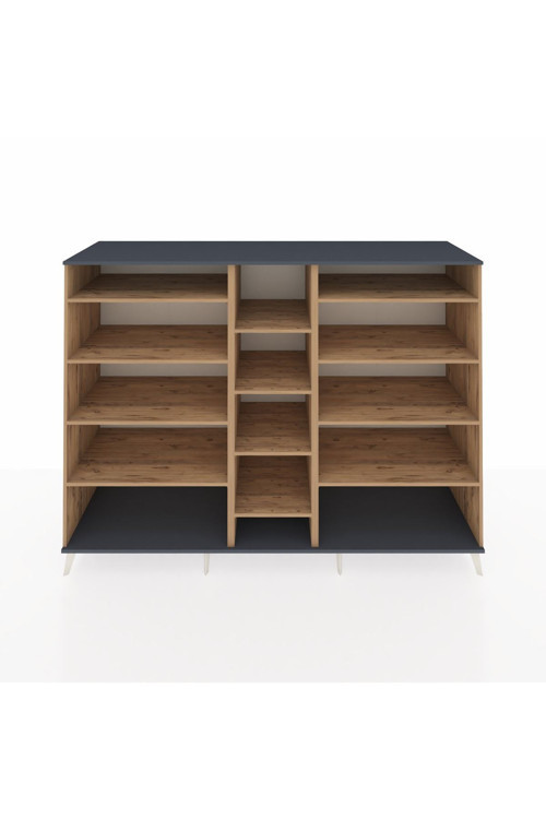 Kronos Dolap 11 Raflı 220 x 59 x 163 cm Çam - Antrasit - Çam
