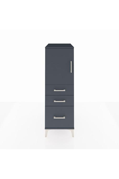 Kronos Dolap 2 Raflı 3 Çekmeceli Tek Kapaklı 44x59x134 Antrasit-Antrasit