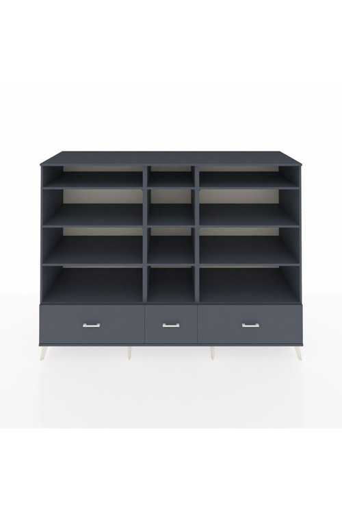 Kronos Dolap 12 Raflı 3 Çekmeceli 220 x 59 x 163 cm Antrasit - Antrasit