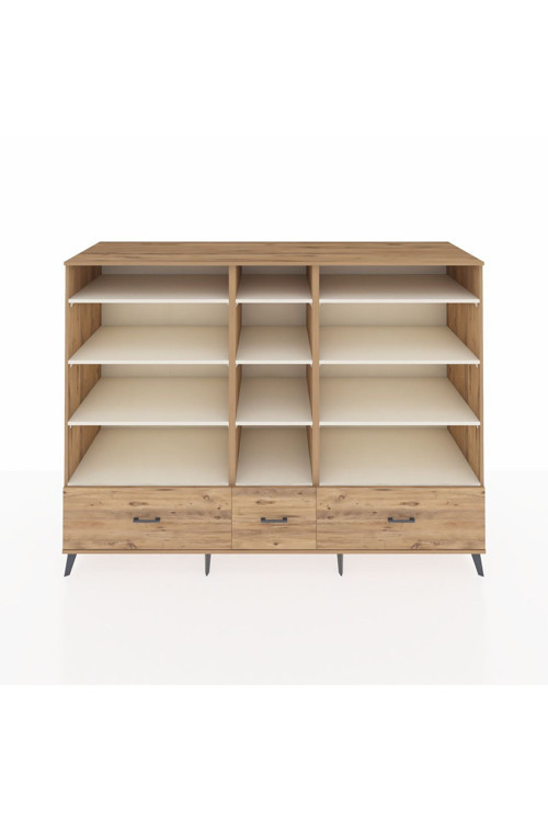 Kronos Dolap 12 Raflı 3 Çekmeceli 220 x 59 x 163 cm Çam - Aytaşı - Çam
