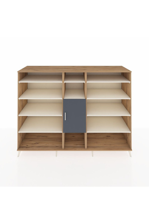 Kronos Dolap 12 Raflı 1 Kapaklı 220 x 59 x 163 cm Çam - Antrasit - Aytaşı