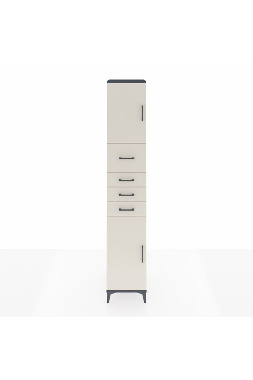 Hyperion Dolap 3 Raflı 4 Çekmeceli 2 Kapaklı 44x44x243 Antrasit-Aytaşı