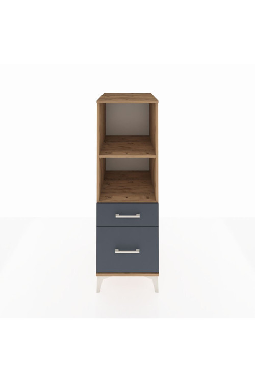 Kronos Dolap 2 Raflı 2 Çekmeceli 44x59x134 Çam-Antrasit