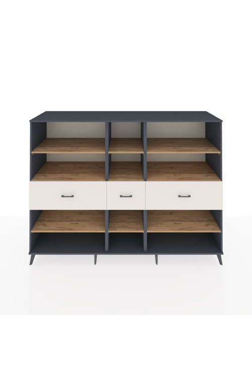 Kronos Dolap 9 Raflı 3 Çekmeceli 220 x 59 x 163 cm Antrasit - Çam - Aytaşı