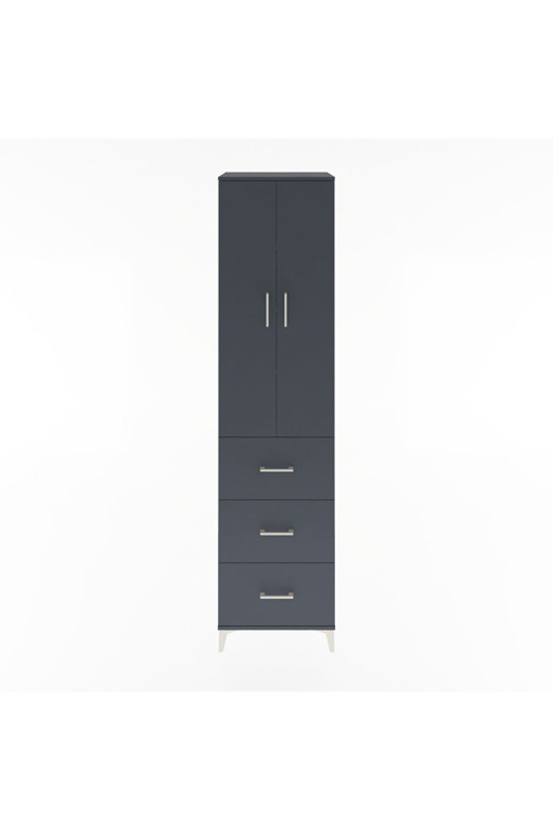 Hyperion Dolap 4 Raflı 3 Çekmeceli 2 Kapaklı 60 x 44 x 243 cm Antrasit - Antrasit