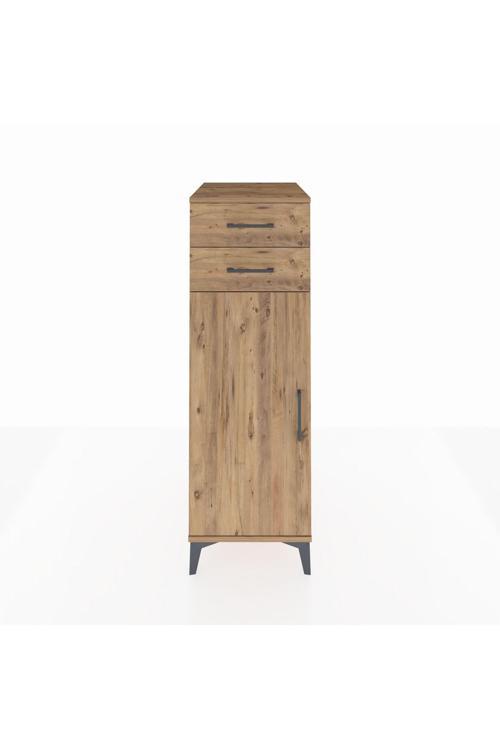 Kronos Dolap 2 Raflı 2 Çekmeceli Tek Kapaklı 44x59x134 Çam-Çam