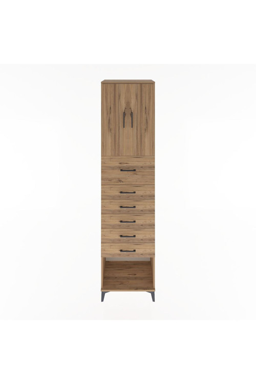 Hyperion Dolap 2 Raflı 6 Çekmeceli 2 Kapaklı 60 x 44 x 243 cm Çam - Çam
