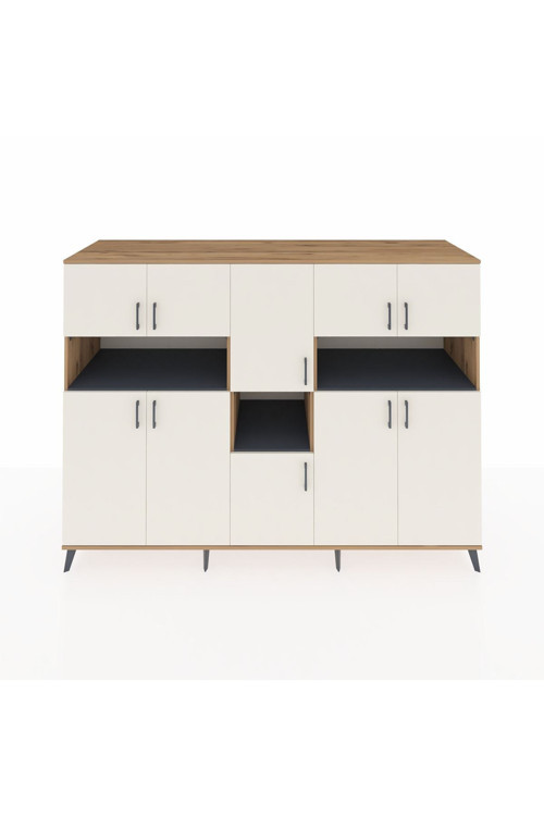 Kronos Dolap 14 Raflı 10 Kapaklı 220 x 59 x 163 cm Çam - Aytaşı - Antrasit