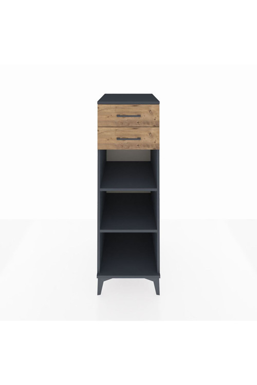 Kronos Dolap 2 Raflı 2 Çekmeceli 44x59x134 Antrasit-Çam