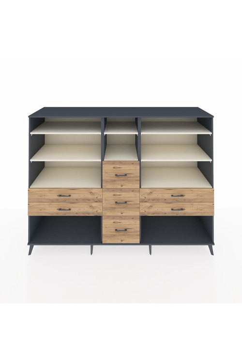 Kronos Dolap 8 Raflı 7 Çekmeceli 220 x 59 x 163 cm Antrasit - Aytaşı - Çam